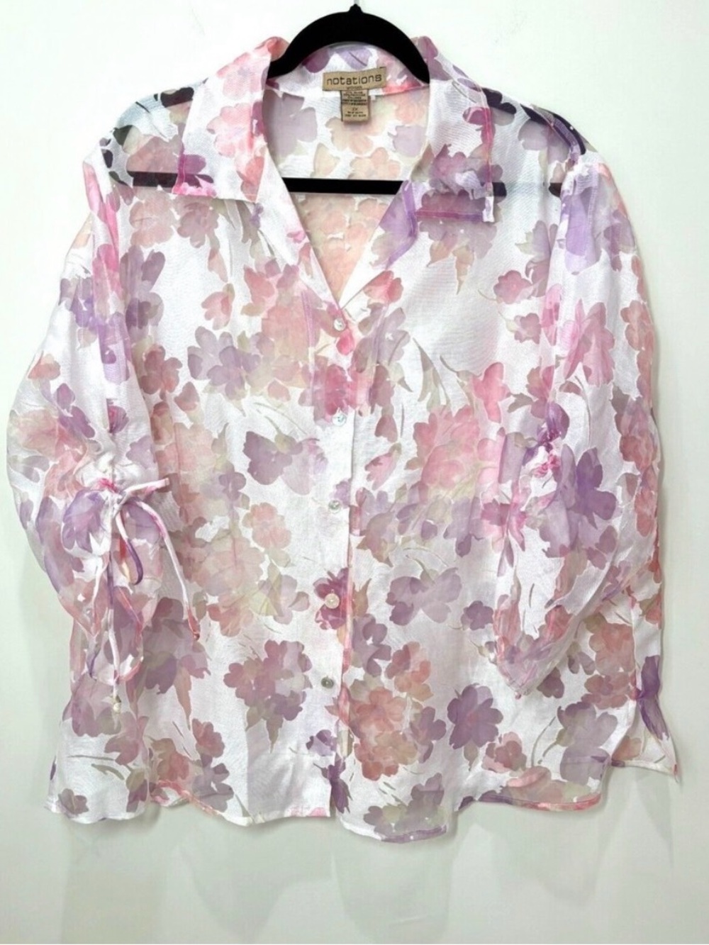 Notations Pink Floral Button-Up Blouse